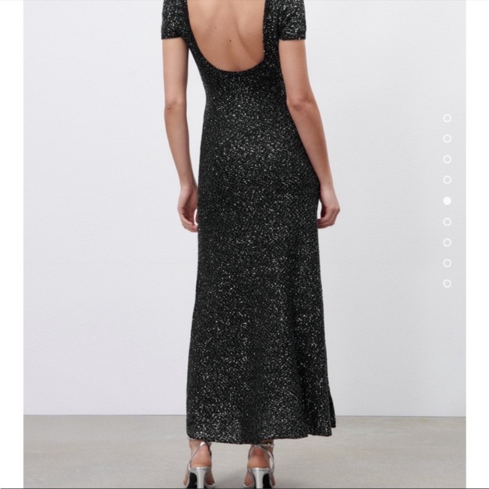 NWT! ZARA scoop back sequin knit maxi dress